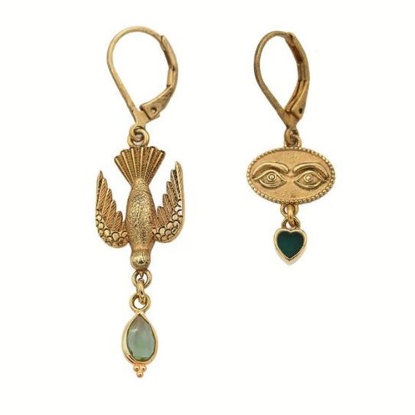 Sacha Asymmetrical <br/> Bird Eye <br/> Earrings <br/> Serpentine