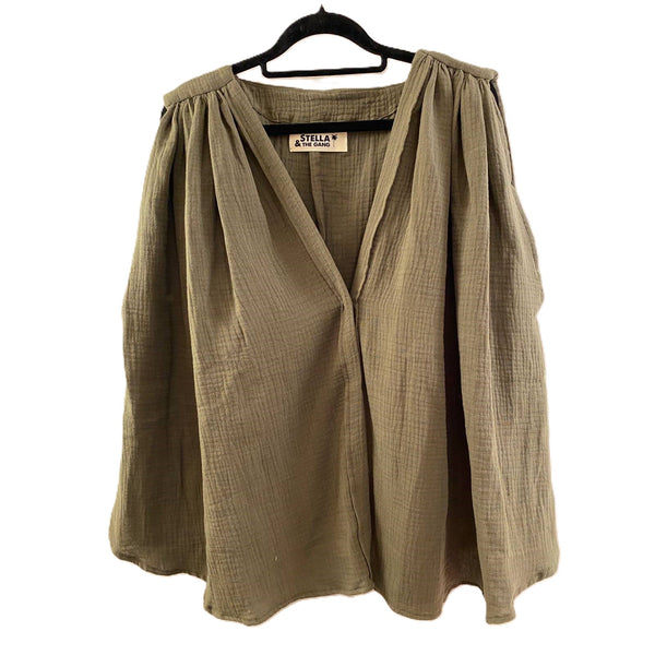 Isabelle <br/> Crepon Sleeveless Top <br/> Khaki