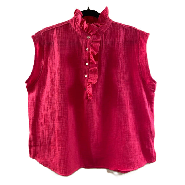 Julie <br/> Crepon Sleeveless Top <br/> Fuchsia