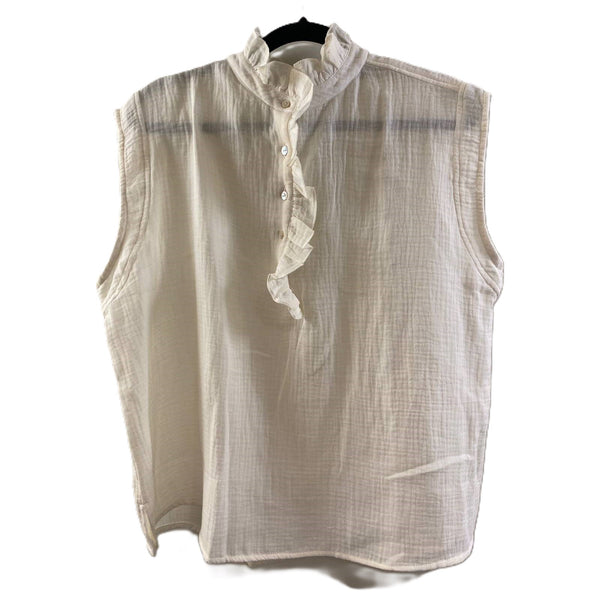 Julie <br/> Crepon Sleeveless Top <br/> Off White