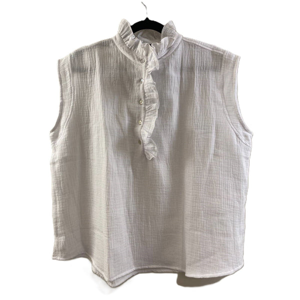 Julie <br/> Crepon Sleeveless Top <br/> White