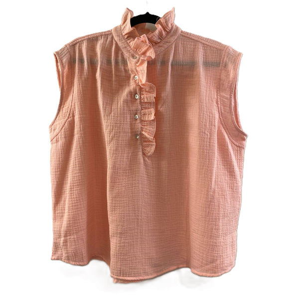 Julie <br/> Crepon Sleeveless Top <br/> Peach