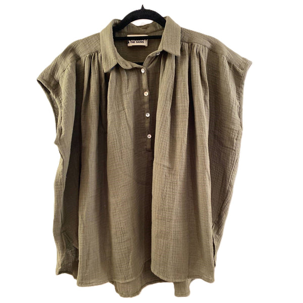 Nadia <br/> Crepon Short Sleeve <br/> Khaki